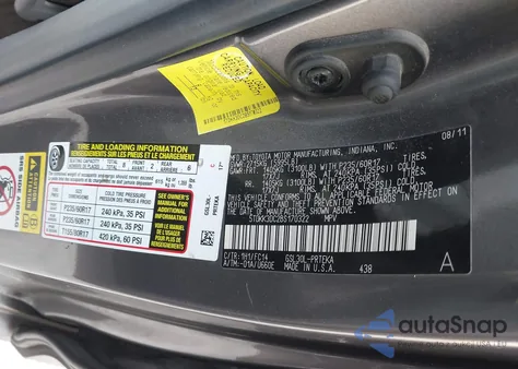 2011 Toyota Sienna Le V6 из США, поврежденный, VIN 5TDKK3DC2BS170322